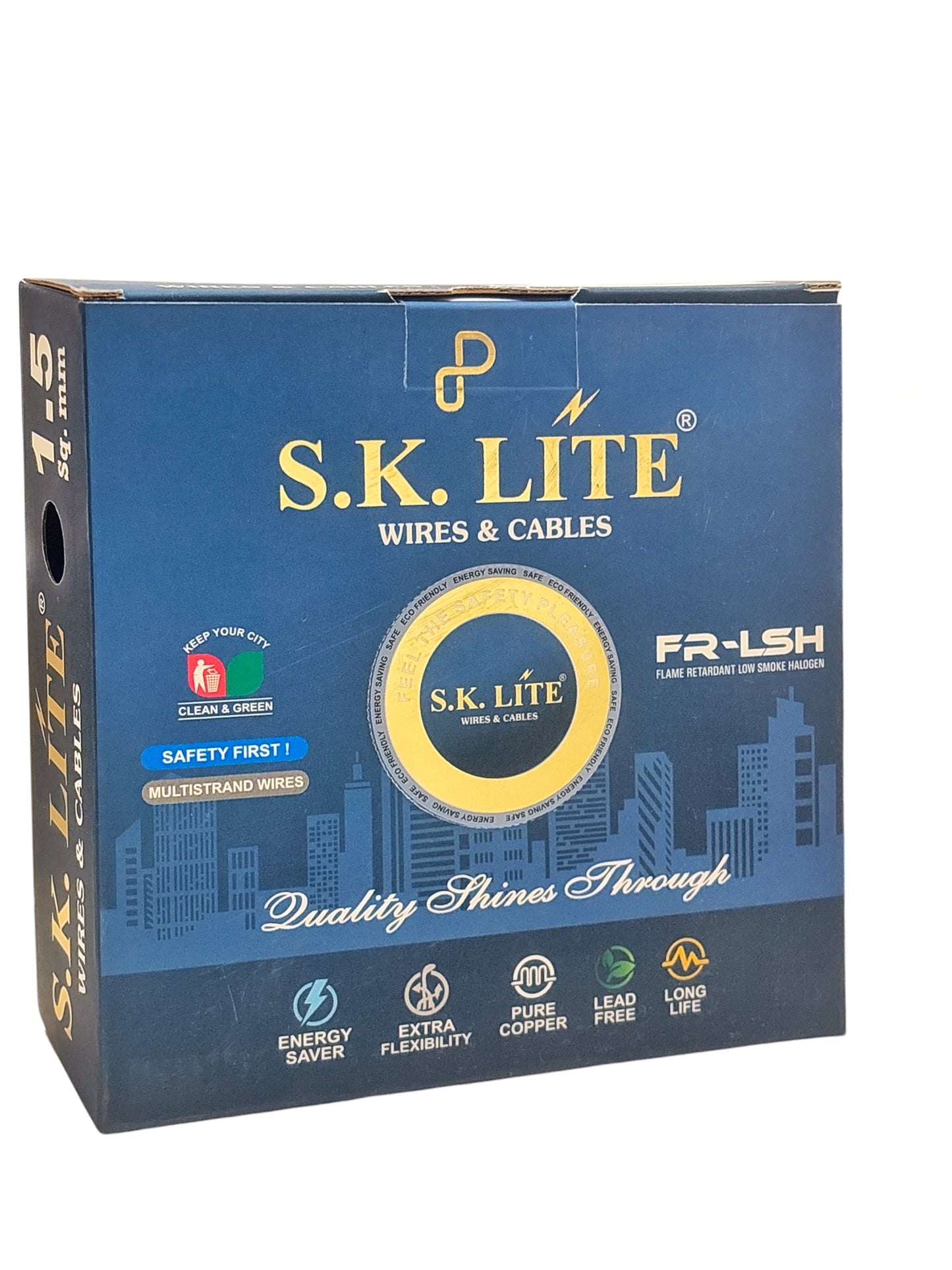 SK Lite FR-LS 1.5 Sq.mm Copper Wire – 90 Metres, Single Core Flexible Electric Cable | PVC Insulated, Flame Retardant Low Smoke (FRLS) Wire for House & Industrial Wiring Applications