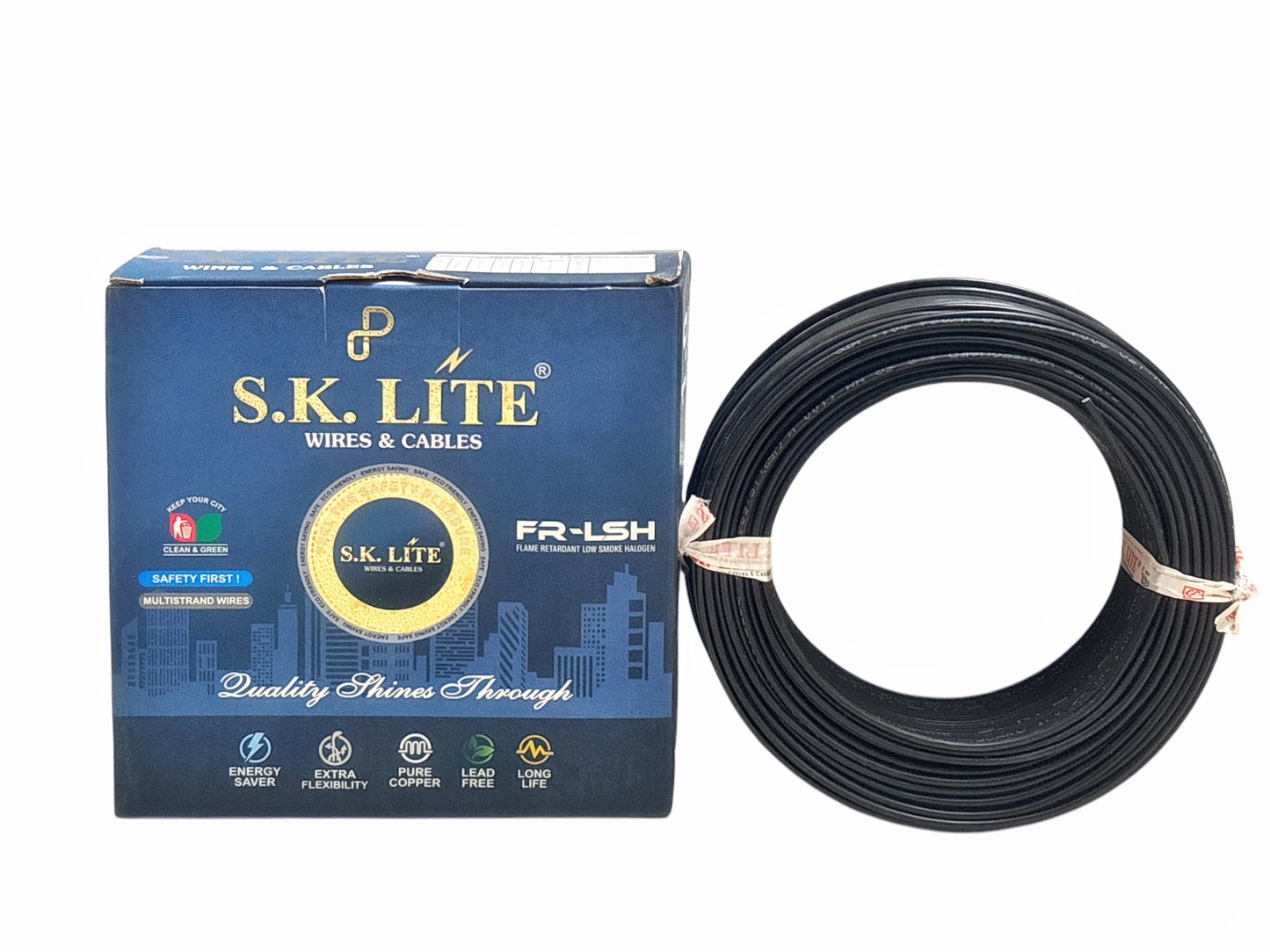 SK Lite FR-LS 1.5 Sq.mm Copper Wire – 90 Metres, Single Core Flexible Electric Cable | PVC Insulated, Flame Retardant Low Smoke (FRLS) Wire for House & Industrial Wiring Applications