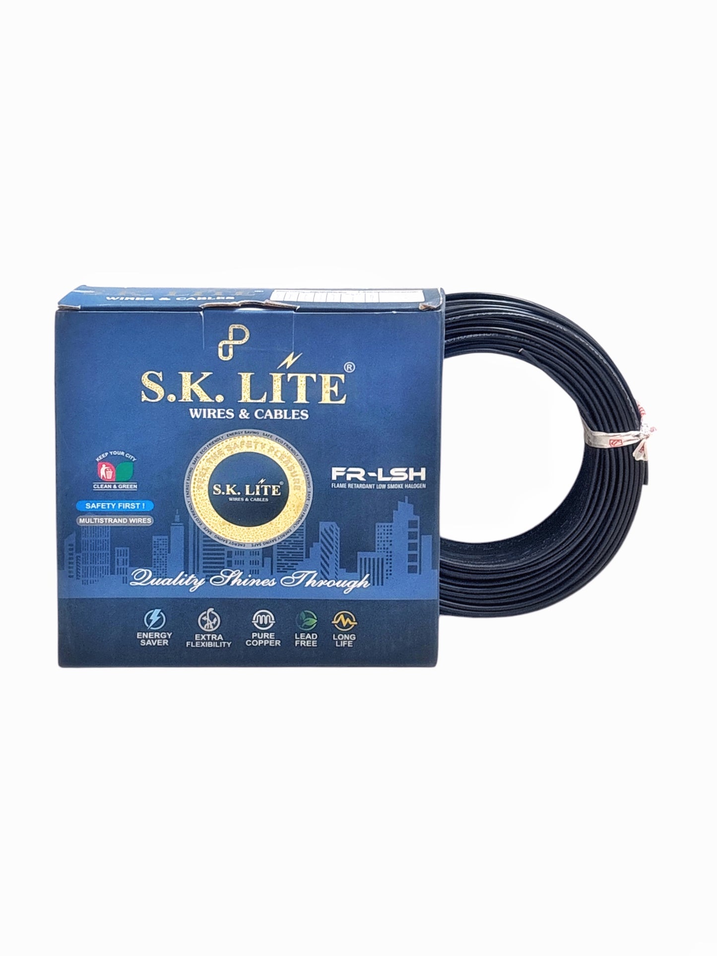 SK Lite FR-LS 1.5 Sq.mm Copper Wire – 90 Metres, Single Core Flexible Electric Cable | PVC Insulated, Flame Retardant Low Smoke (FRLS) Wire for House & Industrial Wiring Applications