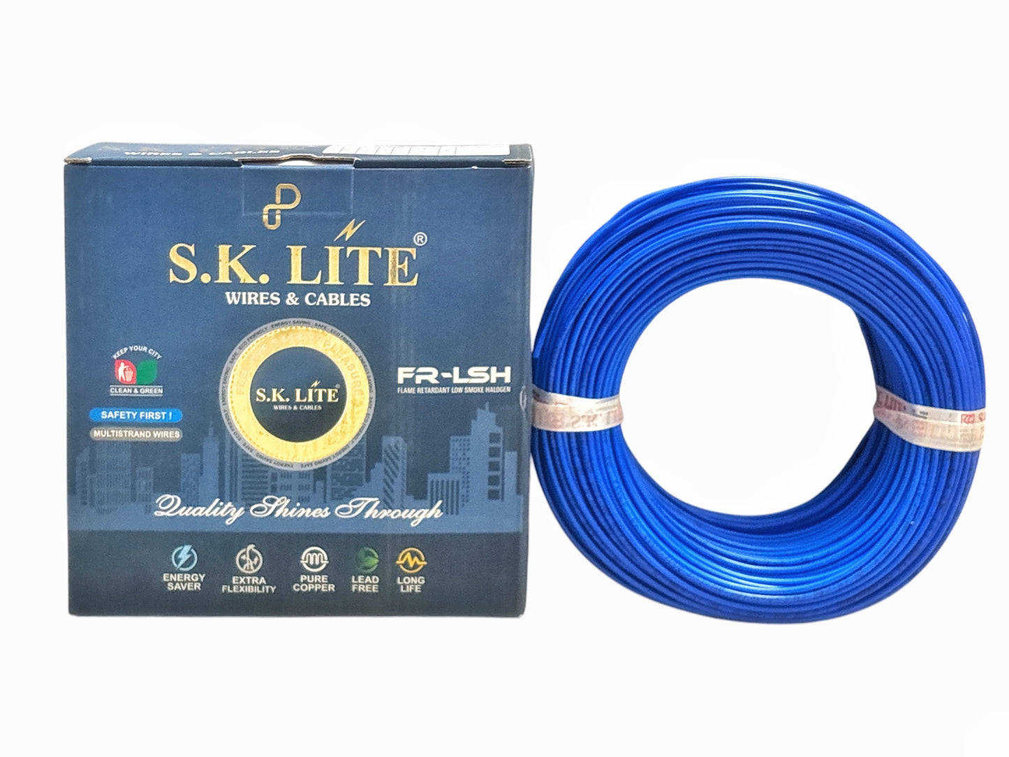 SK Lite FR-LS 1.5 Sq.mm Copper Wire – 90 Metres, Single Core Flexible Electric Cable | PVC Insulated, Flame Retardant Low Smoke (FRLS) Wire for House & Industrial Wiring Applications