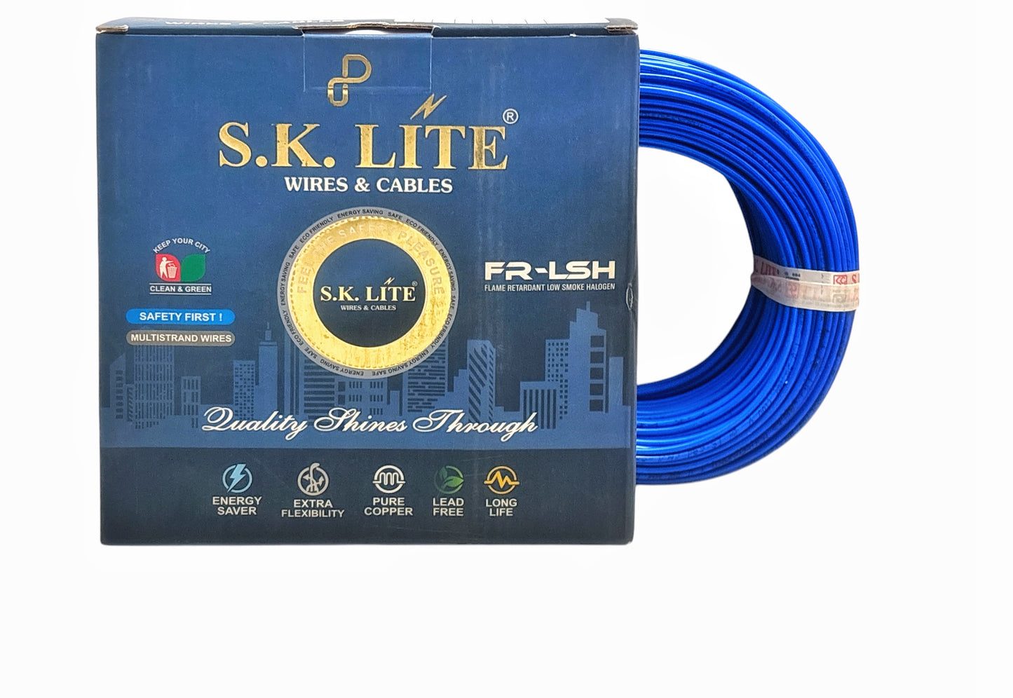 SK Lite FR-LS 1.5 Sq.mm Copper Wire – 90 Metres, Single Core Flexible Electric Cable | PVC Insulated, Flame Retardant Low Smoke (FRLS) Wire for House & Industrial Wiring Applications