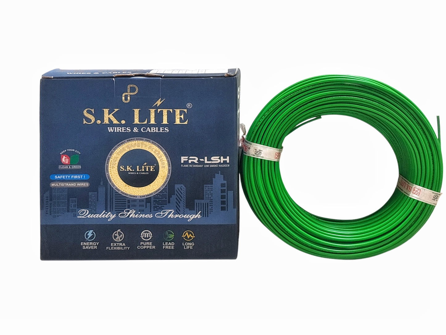 SK LITE FR-LS 0.75 Sq.mm PVC Insulated Copper Wire – 90 Metres, Single Core Flexible Electric Cable | Fire-Resistant, Low Smoke Wire for Domestic & Industrial Electrical Connections