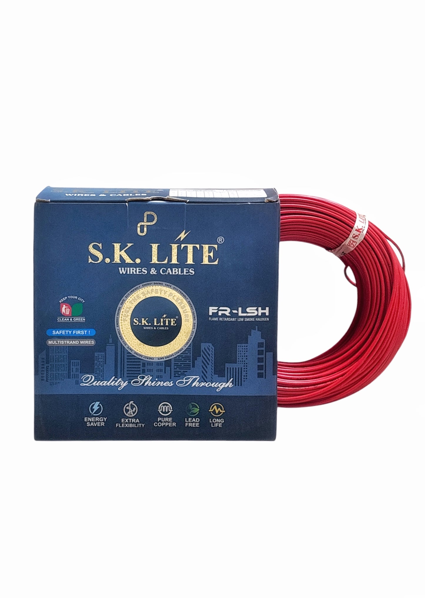 SK Lite FR-LS 1.5 Sq.mm Copper Wire – 90 Metres, Single Core Flexible Electric Cable | PVC Insulated, Flame Retardant Low Smoke (FRLS) Wire for House & Industrial Wiring Applications