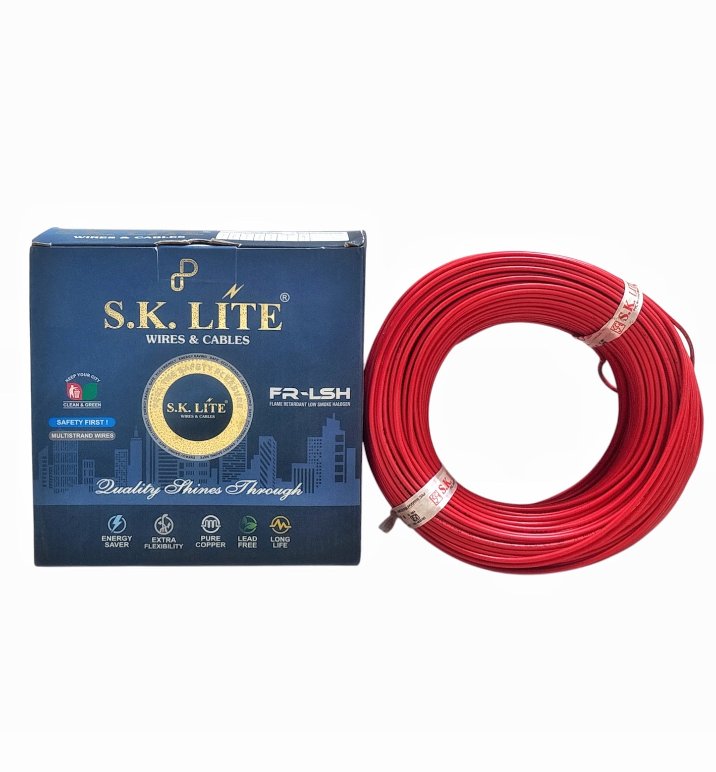 SK Lite FR-LS 1.5 Sq.mm Copper Wire – 90 Metres, Single Core Flexible Electric Cable | PVC Insulated, Flame Retardant Low Smoke (FRLS) Wire for House & Industrial Wiring Applications