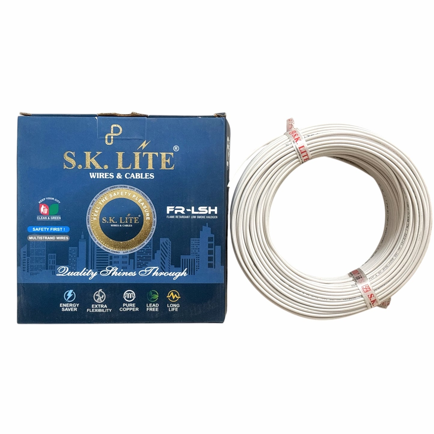 SK Lite FR-LS 1.5 Sq.mm Copper Wire – 90 Metres, Single Core Flexible Electric Cable | PVC Insulated, Flame Retardant Low Smoke (FRLS) Wire for House & Industrial Wiring Applications