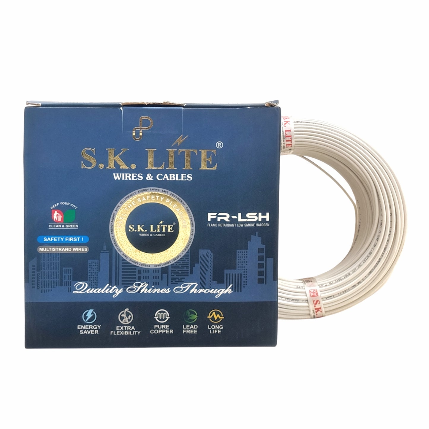 SK Lite FR-LS 1.5 Sq.mm Copper Wire – 90 Metres, Single Core Flexible Electric Cable | PVC Insulated, Flame Retardant Low Smoke (FRLS) Wire for House & Industrial Wiring Applications